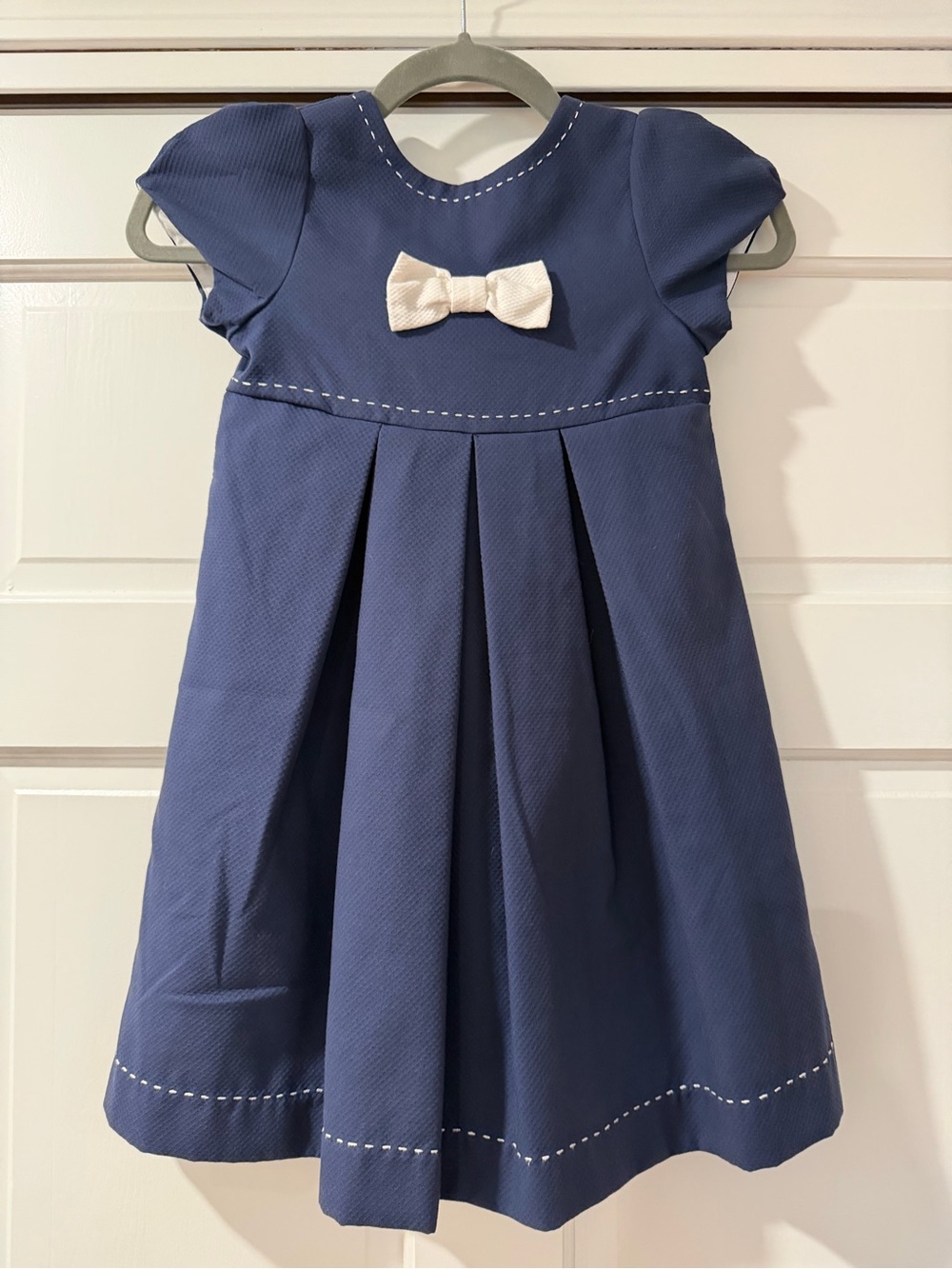 Luli & Me Girls navy and white cap sleeve dress - Size 6X